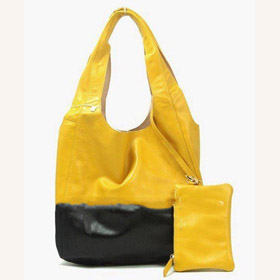 Yellow Sheep Skin Large Shopping Bag
