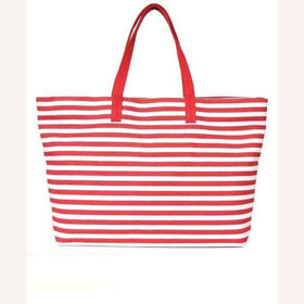 Handled Stripe Canvas Recycled Shopping Bag
