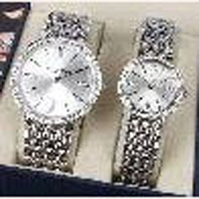 Stainless Steel Strap Round Face Lover's Watch