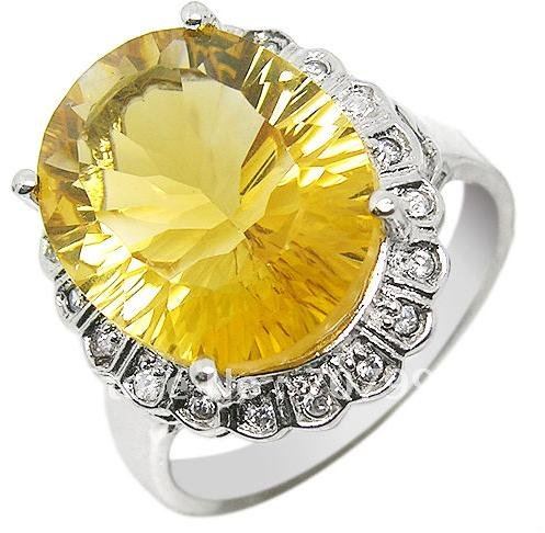 Genuine Citrine Silver Fashion Ring