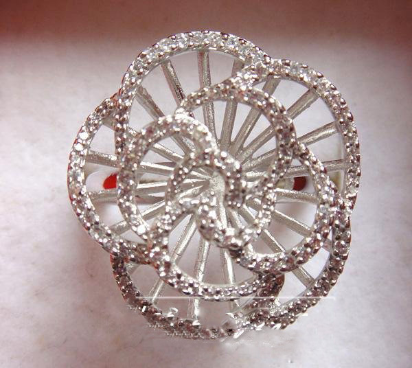 Platinum Plating Sterling Silver Precious Stone Ring
