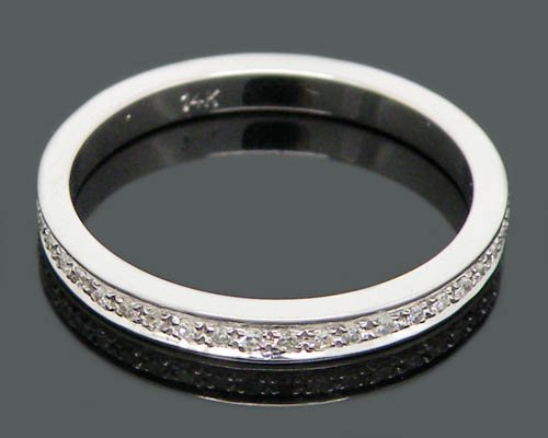 Solid 14kt White Gold Full Pave Diamond Wedding Band Ring