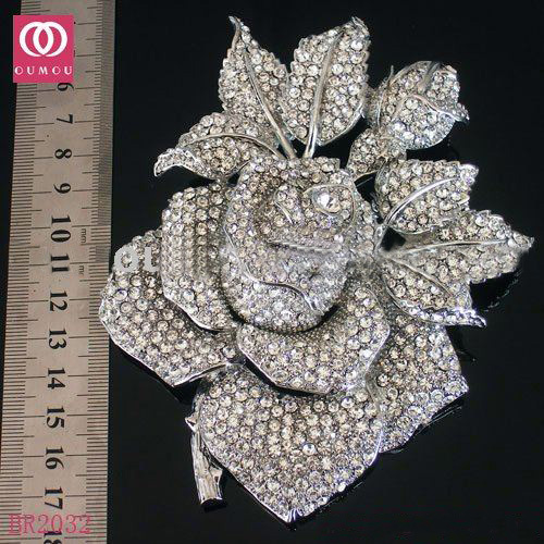 Fantastic Floral Pin Encrusted Great Rhinestones Brooches