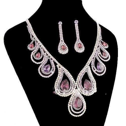 Purple Zircon Platinum Plated Jewelry Set