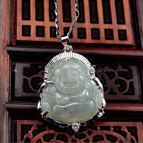 Jade Inlay 925 Silver Ice Bottom Necklace
