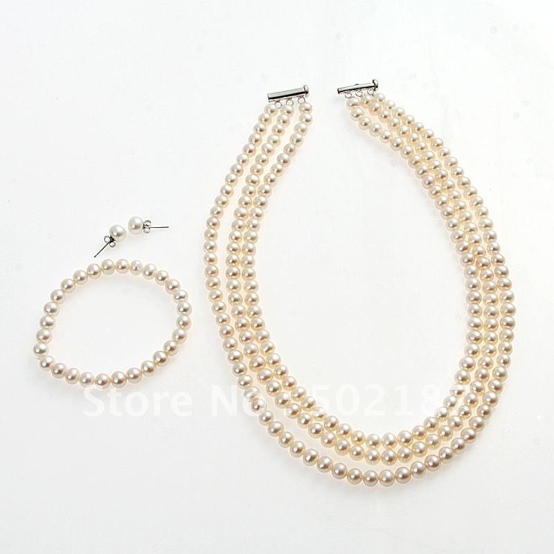 Round Freshwater Sterling Pearl Necklaces