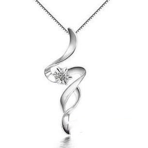 18K South Africa Diamond White Gold Pendant For Anniversary