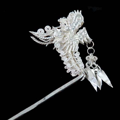 999 Pure Silver Hair Pin Stick 100% Hand Carve Jewelry