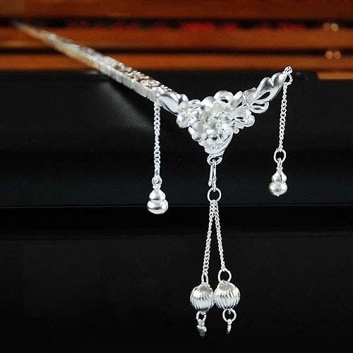 100% Hand Carve 999 Silver Hair Pin Stick Jewelry