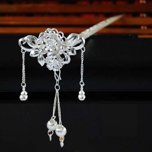 999 Silver 100% Hand Carve 15cm Length Hair Jewelry