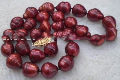Huge 13-15mm Red South Sea Natural Pearl Necklace