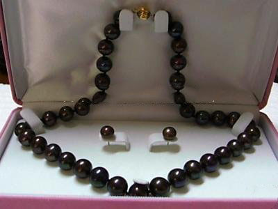 18 cm Black Pearl Necklace With Box