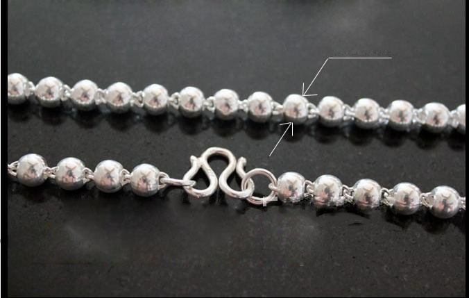 Fashion Silver Men Link Round Pearl Chain