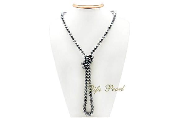 Freshwater Pearls Fashion Black 50 Inch Necklaces Silver Jewelry
