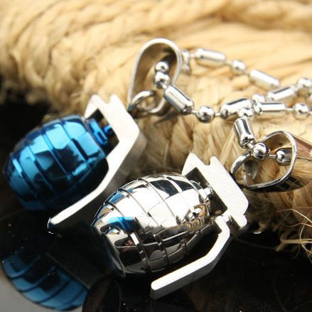 Couple Mens Silver Blue Fashion Grenades Pendant Necklaces