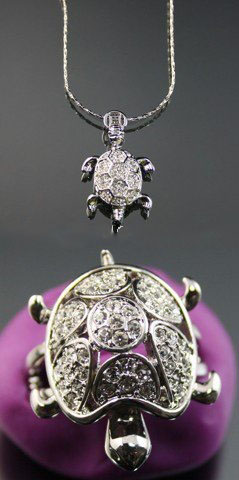 Fashion 925 Sterling Rhinestone Tortoise Silver Jewelry Neckless