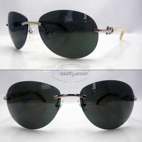 Alloy Frame Buffalo Horn Green Sunglasses