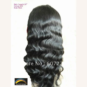 100% Indian REMY Hair 20" Natural Black Body Wave Lace Front Wig