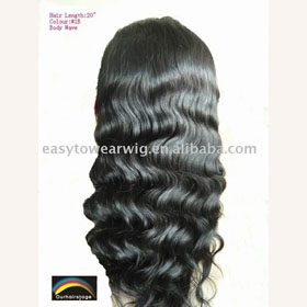 100% Indian REMY Hair 20" Natural Black Body Wave Lace Front Wig
