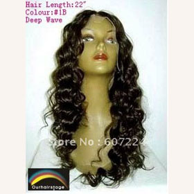100% Indian REMY Hair Darkest Brown 22" Deep Wave Lace Front Wig