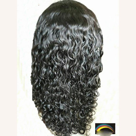 20" 100% Indian REMY Curly Wave 1B Hair Lace Front Wig