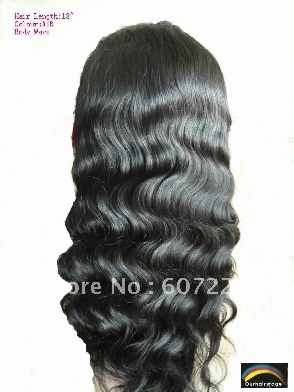 Stock 100% Indian Remy Hair Lace Front Wig 20" Body Wave 1B Free Shipping