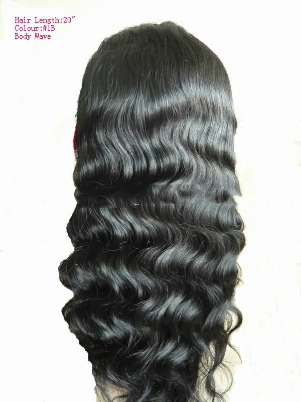 Stock 100% Indian Remy Hair Lace Front Wig 20" Body Wave 1B Free Shipping