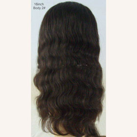 100% Indian REMY Hair 100% Handsewn 16" Darkest Brown Lace Front Wig