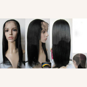 100% Indian Remy 16" Yaki Straight Full Lace Wig