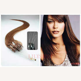 Medium Auburn Silky Straight Indian Loop/Micro Ring Hair Extensions