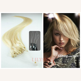 Lightest Blonde Straight 100% Indian Micro Ring Hair Extension
