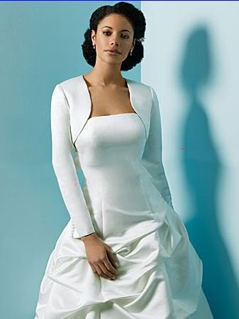 Satin Long Sleeve Wedding Bridal Jacket