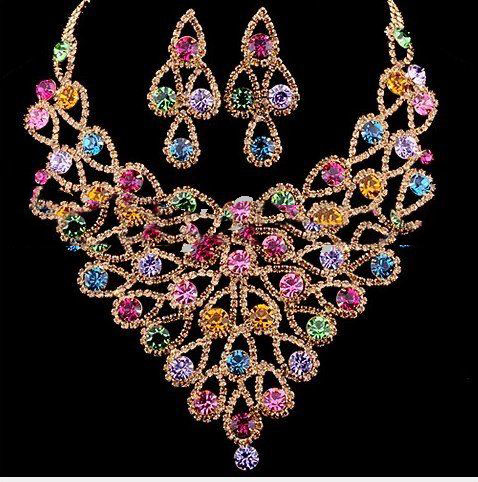 Zinc Alloy Rhinestone Bridal Jewelry Sets