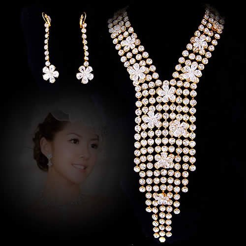 Crystal 18k GP Alloy Elegent Bridal Jewelry Sets