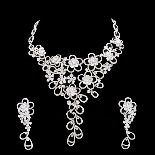 Zinc Alloy Rhinestone Bridal Jewelry Set