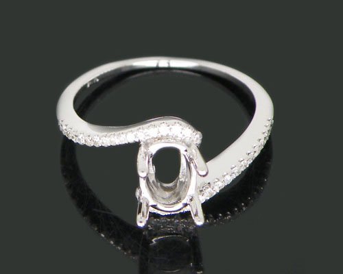 Oval 5x7mm Solid 14kt White Gold Natural Diamond Engagement Semi Mount Ring
