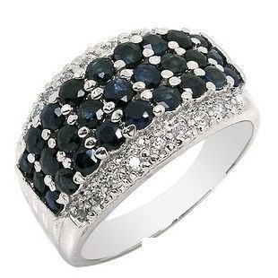 Surface Platinum Natural Sapphire with 925 Silver 2.5*2.5mm Wedding Ring