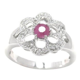 Natural Ruby 925 Sterling Silver Flower Shape Ring