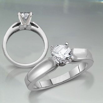 2.5mm Wide 4 Prongs 18K White Gold Diamond Ring