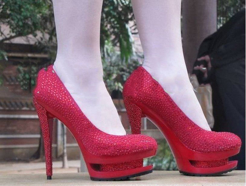Crystal Platform High Heel Sexy Pumps Wedding Shoes