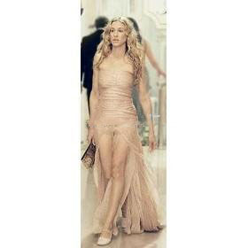 Yarn Strapless Ruffles Ankle-length Train Evening Dresses