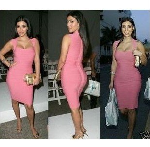 Nylon Straps Pink Zipper Sleeveless Evening Dresses