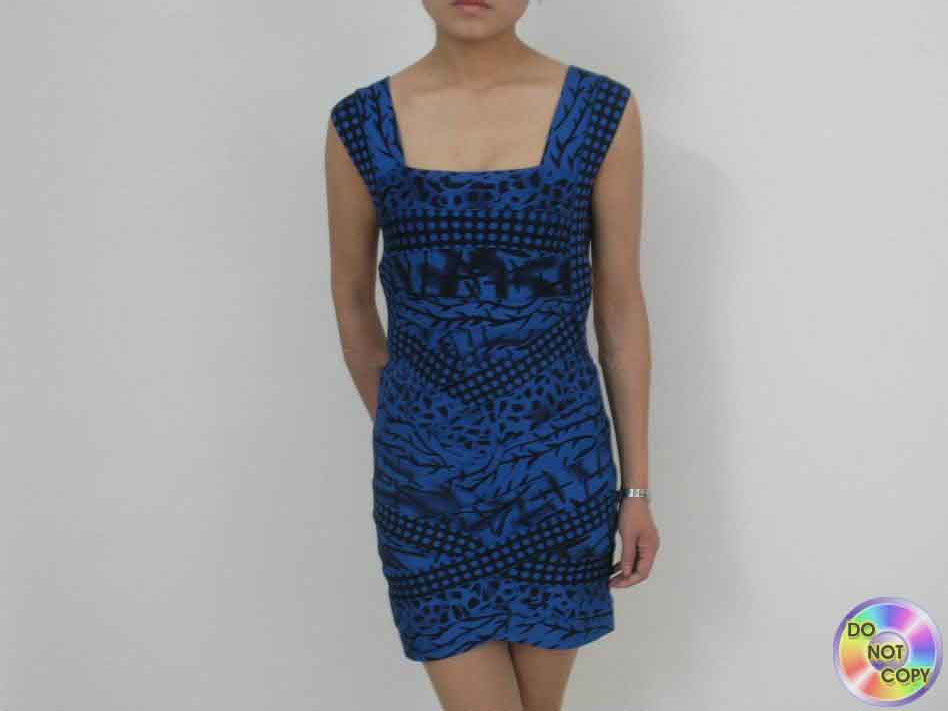 Blue Stripe Zipper Mini Evening Dresses