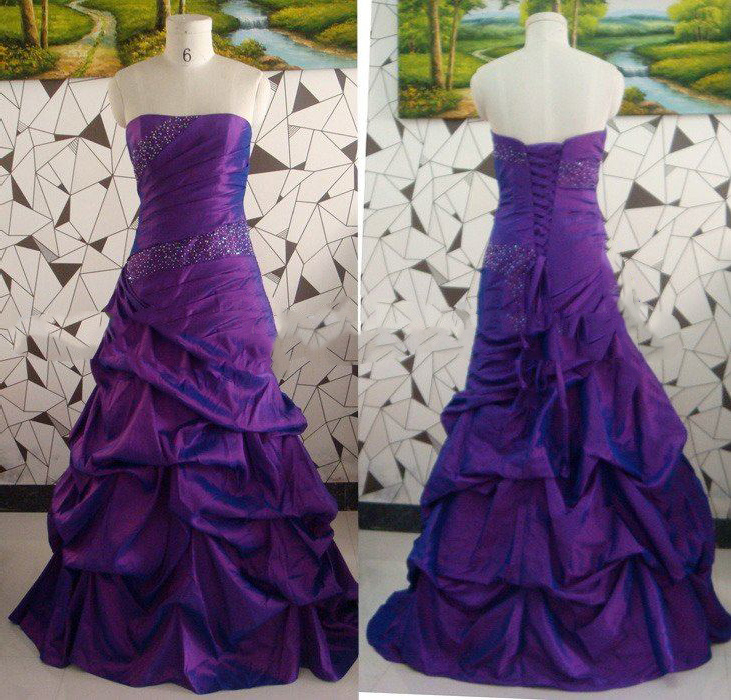 Sleeveless Taffeta Beaded Prom Dresses