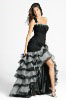 One-shoulder Black Ruffles Floor Length Prom Dresses