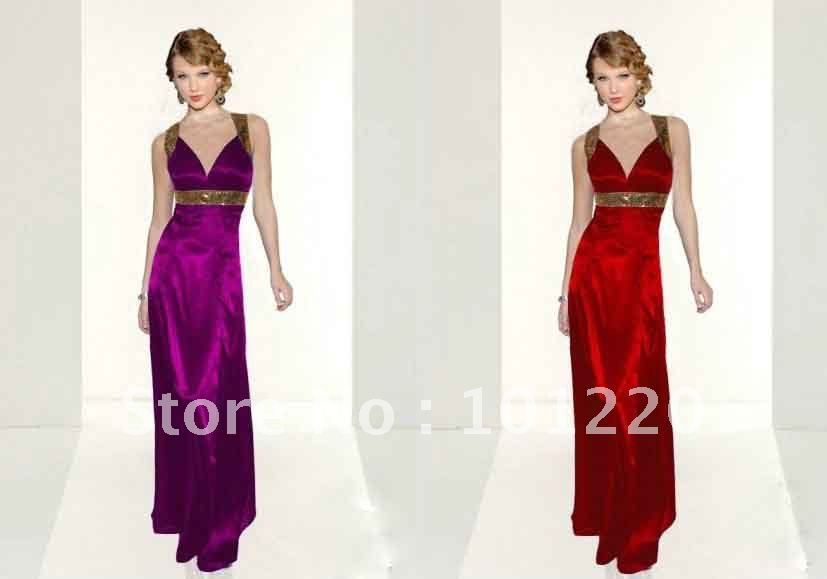 Beaded Full-Length Sleeveless A-Line Celebrity Dresses