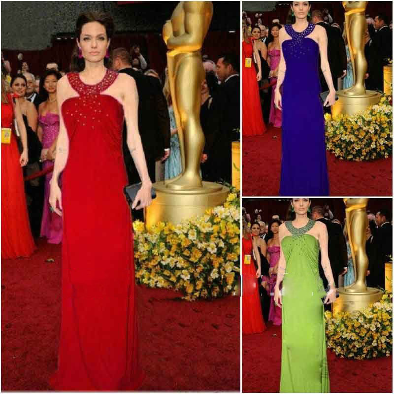 Beaded Sleeveless Floor-Length Celebrity Dresses