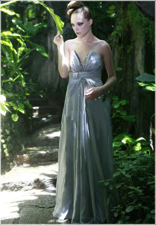 V-neck Draped Sleeveless Full-Length Celebrity Dresses