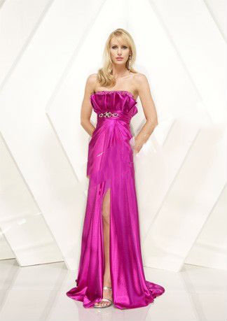 Satin Strapless Beading Full-length Train Homecoming Dresses
