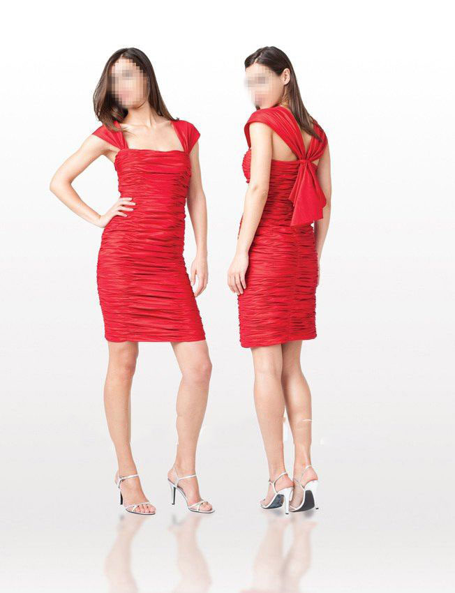 Pleated Red Square Mini Length Printed Satin Homecoming Dresses